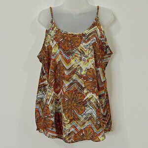 VTG LOVE by CHESLEY Blouse Sz L Floral Geo Boho 70s Style Sleeveless Tunic Top